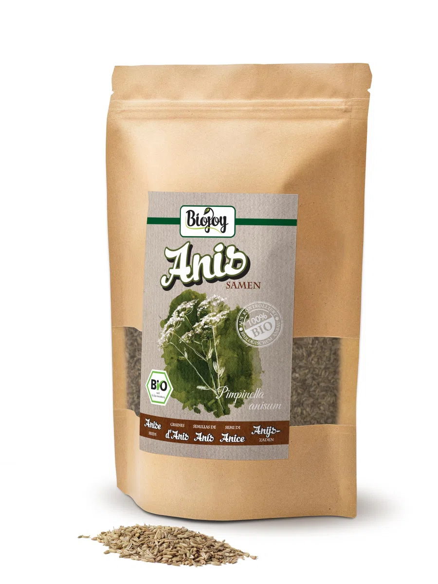 Biojoy Semillas de Anís orgánico (500 g), naturales, sin aditivos (Pimpinella anisum)