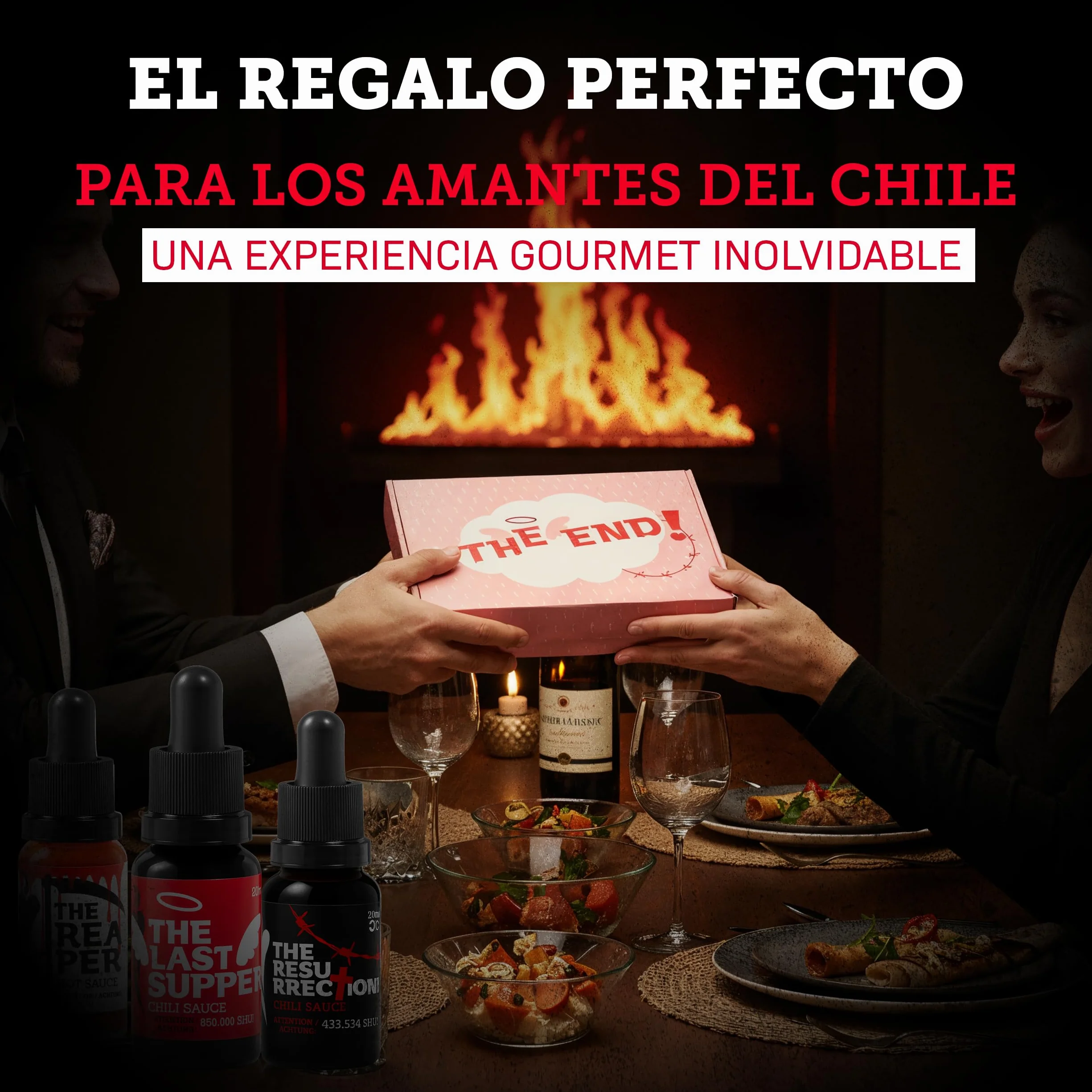 I LOVE SPICY The End Estuche 3 Salsas Picantes Extremas 3x20ml Carolina Reaper Trinidad Scorpion Regalo Gourmet