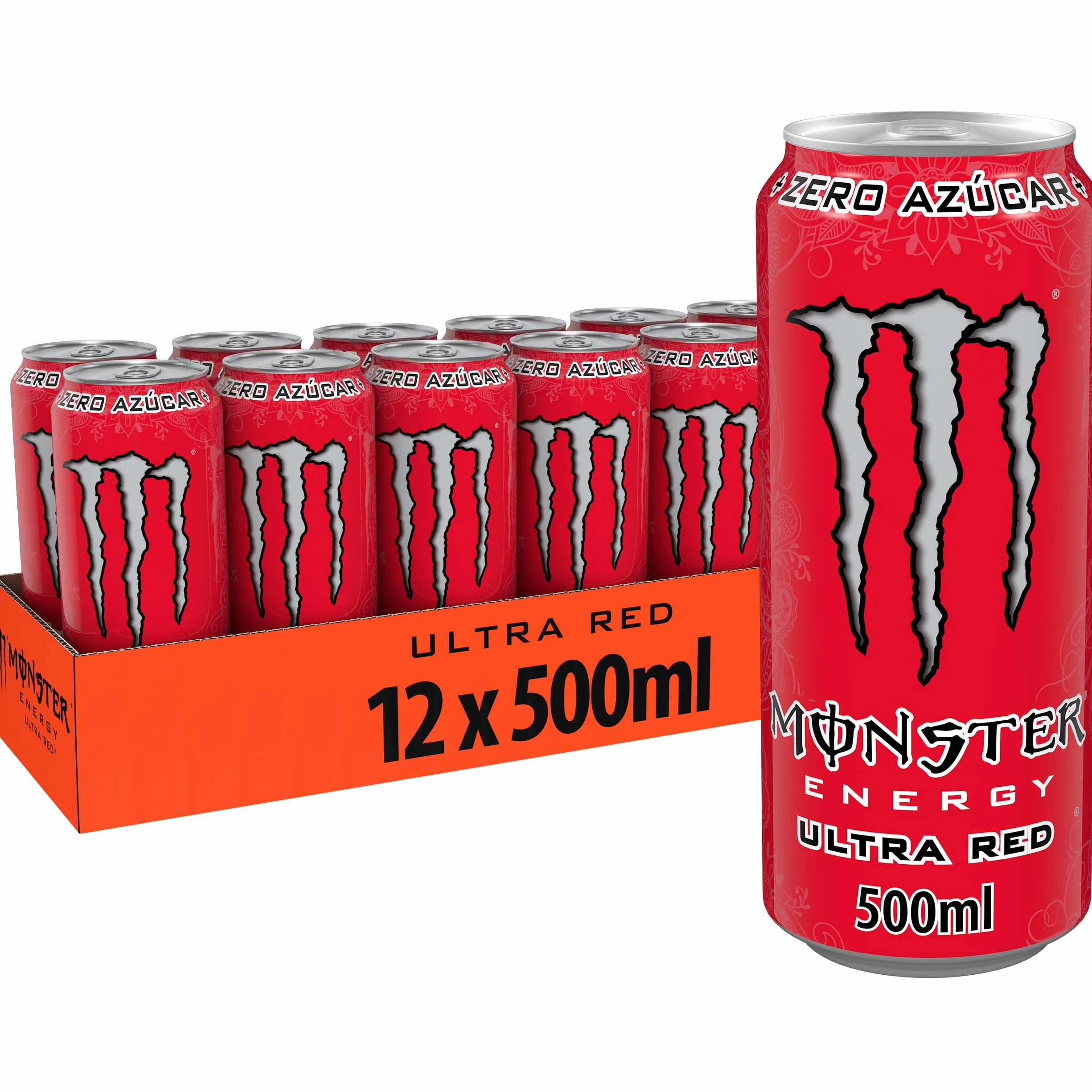 Monster Energy Ultra Red, Bebida EnergéticaPack de -12 Latas de 500ml
