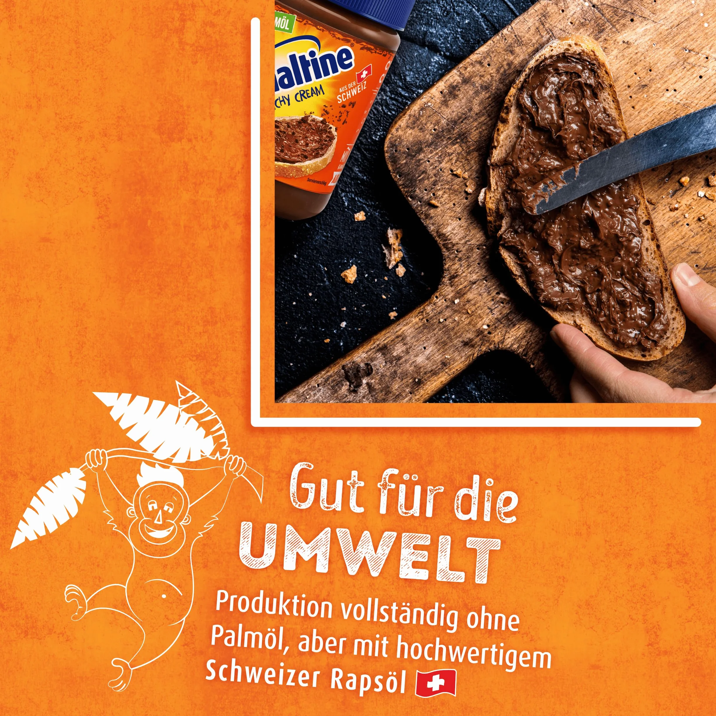 Ovomaltine Crunchy Cream - Crema de chocolate crujiente única sin aceite de palma, dulce para untar con crujientes trozos ovomaltinos, fabricado en Suiza (1 x 380 g)