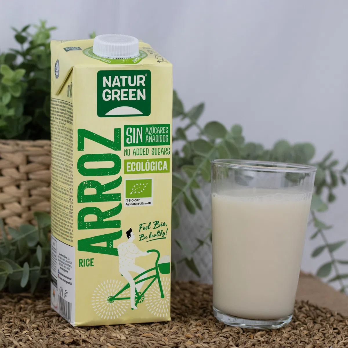 NaturGreen - Bebida de Arroz BIO, Bebida de Arroz Ecológica, Bebida Vegetal, Ingredientes de Agricultura Ecológica, Sin Azúcares Añadidos - 1 L