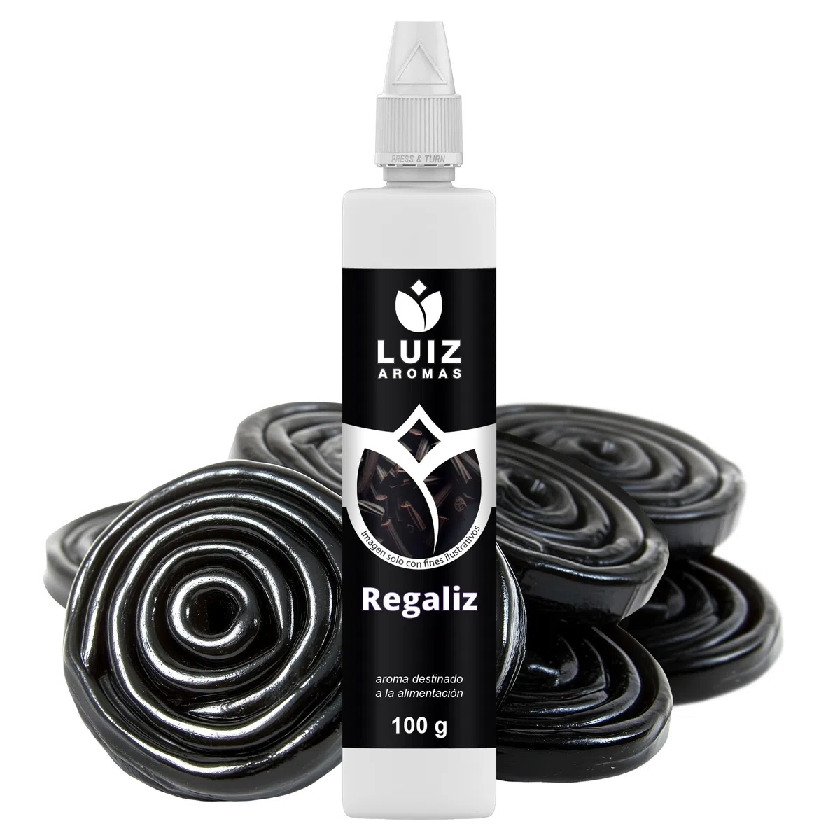 LUIZ AROMAS | Aroma Regaliz - Aroma Alimentario en Gotas para dulces de Hornear, Pasteles, Bizcochos y Tartas | Producto Vegano sin Calorías y sin Azucar | Producto 100% Italiano (100g)