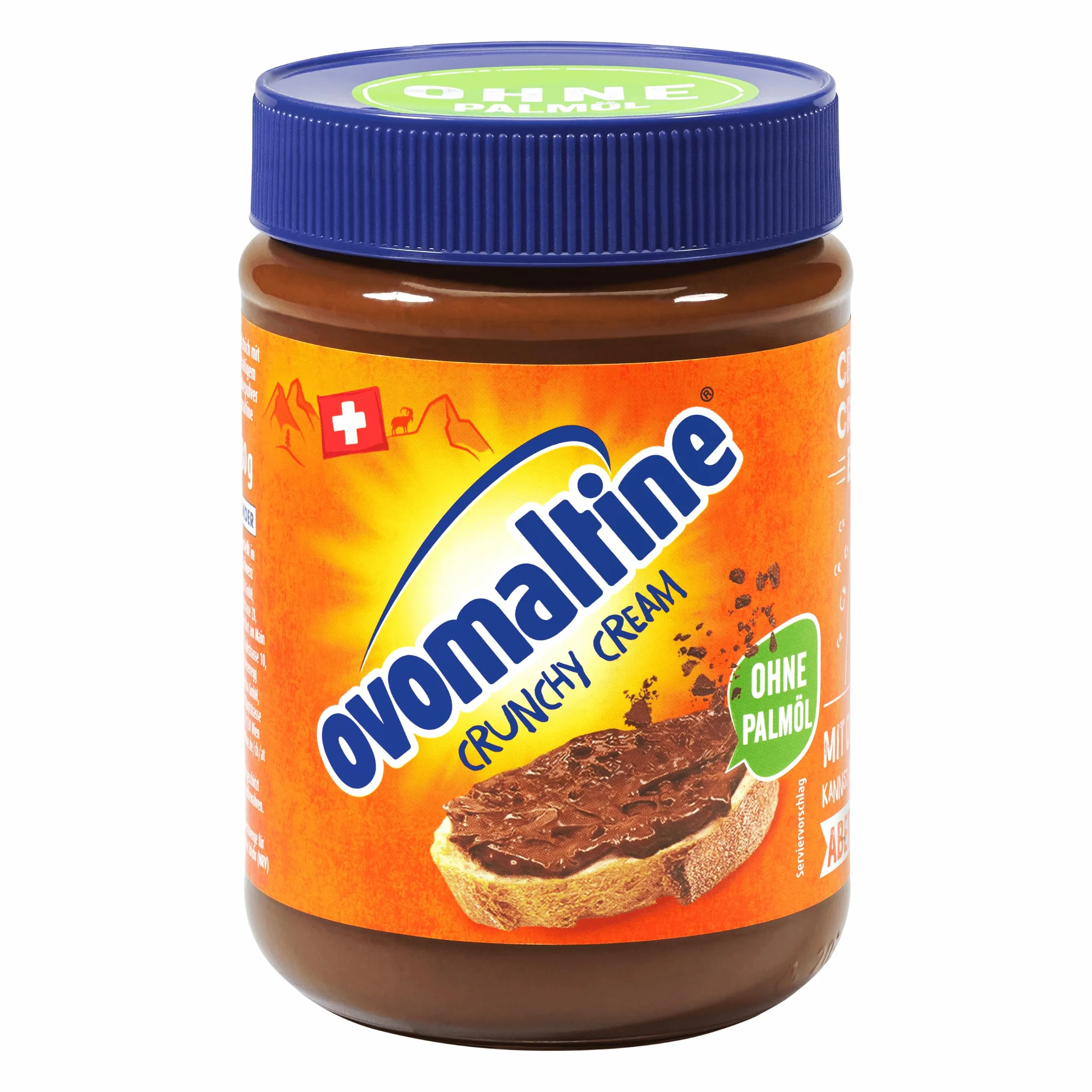 Ovomaltine Crunchy Cream - Crema de chocolate crujiente única sin aceite de palma, dulce para untar con crujientes trozos ovomaltinos, fabricado en Suiza (1 x 380 g)