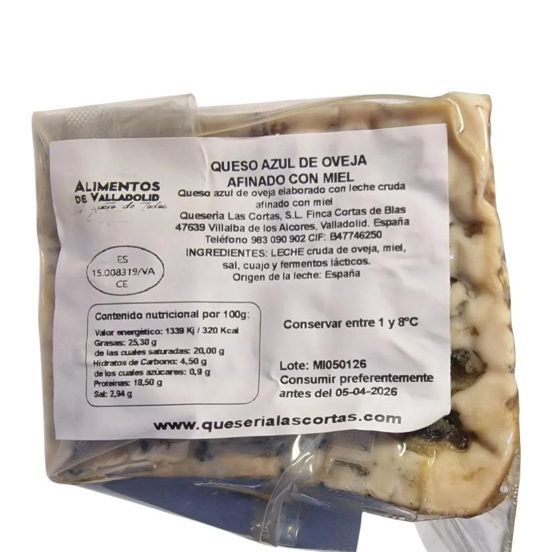 Cuña de queso azul de oveja afinado con miel artesano Las Cortas
