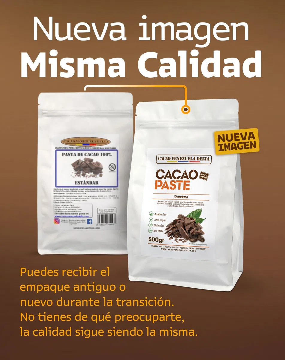 Cacao Venezuela Delta Pasta De Cacao Pura Ceremonial 250g - Chocolate Negro 100% Puro sin Azúcar para Fundir y Reposteria - Masa De Cacao Sin Gluten, Antioxidante, Vegano
