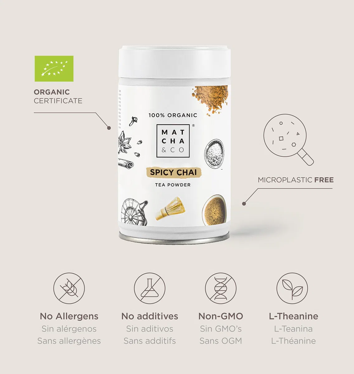Té Spicy Chai [en polvo] 100% Ecológico 100g. Té Chai Orgánico. Té Spicy Chai con especias Naturales