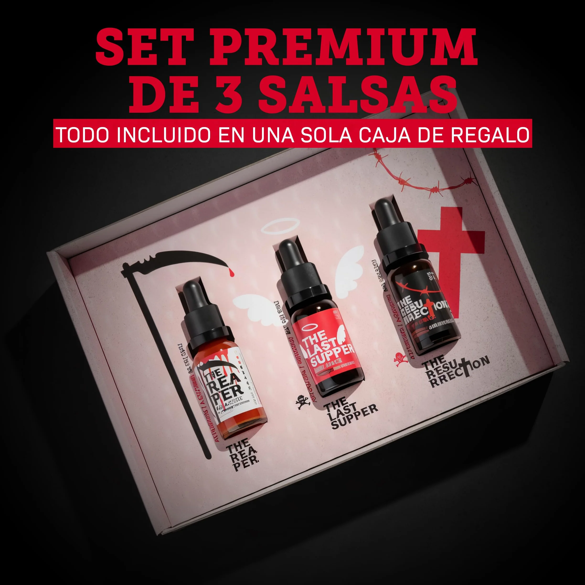 I LOVE SPICY The End Estuche 3 Salsas Picantes Extremas 3x20ml Carolina Reaper Trinidad Scorpion Regalo Gourmet